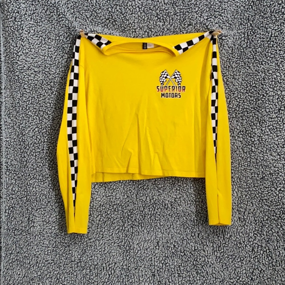 Superior motors long sleeve crop top